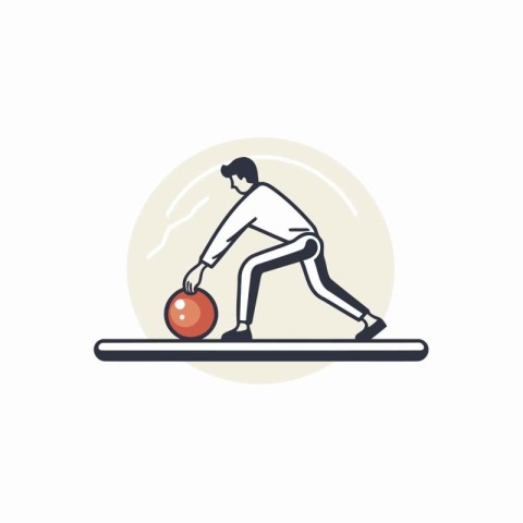 Man with bowling ball. Vector illustration in flat design style