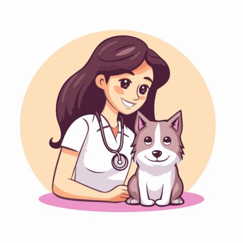 Veterinarian with a dog. Vector illustration in cartoon style.