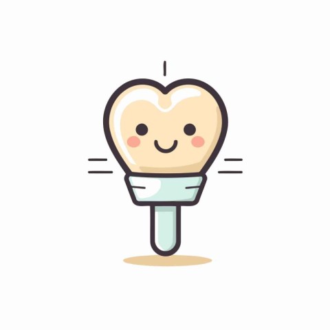 Cute tooth implant. Stomatology icon. Vector illustration