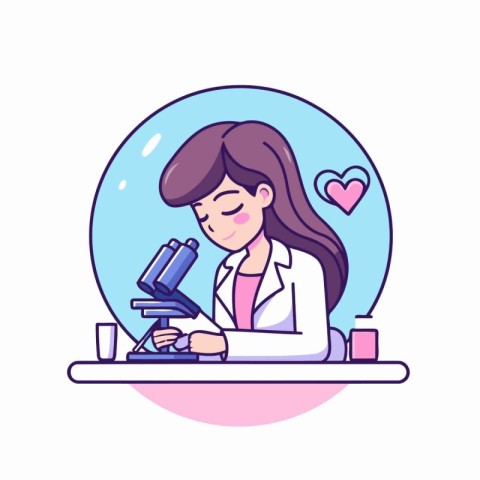 Vector illustration of a female scientist working in a laborator