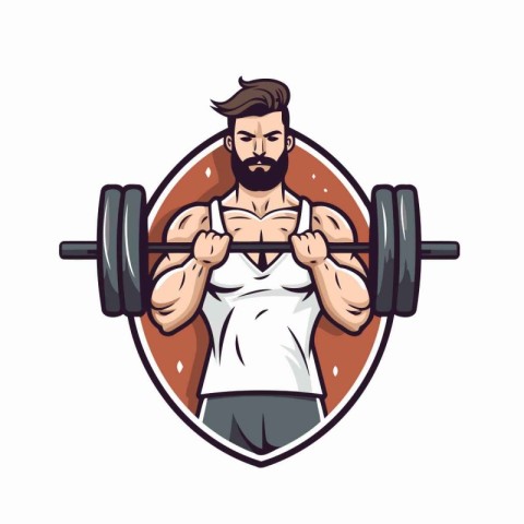 Cartoon illustration of a man lifting a barbell viewed from fron