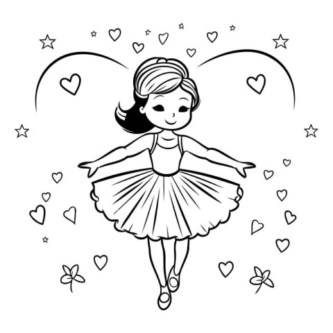 Cute little ballerina in a tutu. Vector illustration.