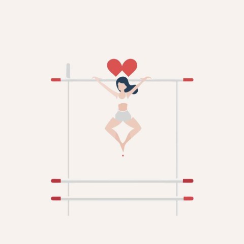 Vector illustration of a girl engaged in gymnastics. Flat style.