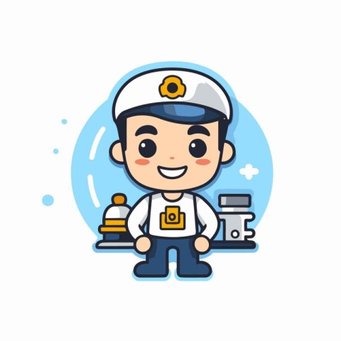 Cute sailor boy vector illustration. Cute sailor boy character.