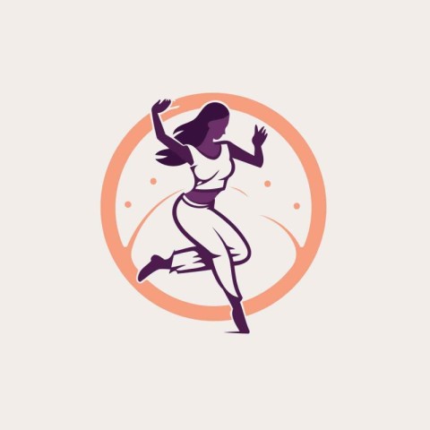 Running woman in sportswear. Vector illustration of running girl