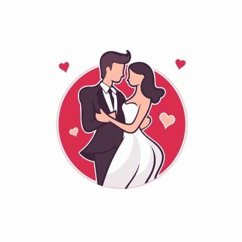 Wedding couple in love. Vector illustration in flat style.