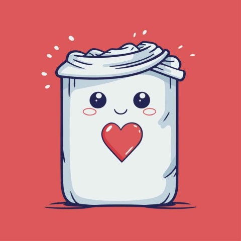 Cute canned food in a tin can. Vector cartoon character illustra