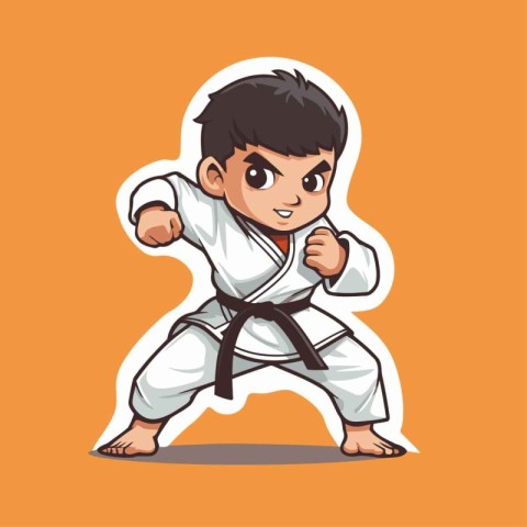 Karate boy cartoon character. Vector illustration of a karate bo