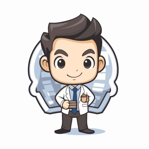 Doctor shield character cartoon style vector illustration. Docto