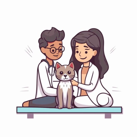 Veterinarian doctor and patient. Vector illustration in cartoon