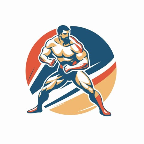 Bodybuilder logo design template. Vector illustration of a bodyb