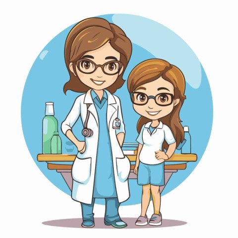 Doctor and patient cartoon icon vector illustration graphic desi