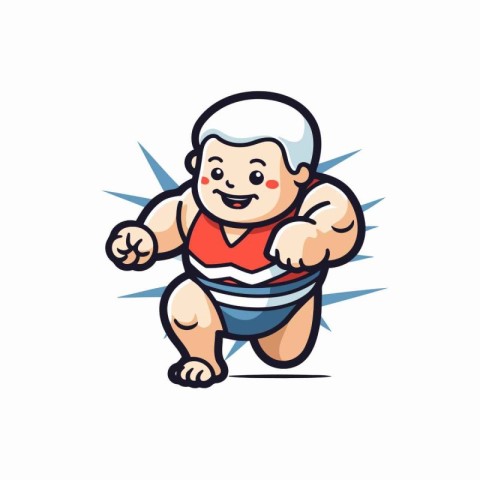 Vector illustration of a cute little baby boy in superhero costu