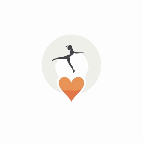 Ballet vector logo design template. Ballerina and heart illustra