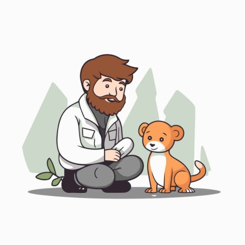 Veterinarian with a dog. Vector illustration in cartoon style.