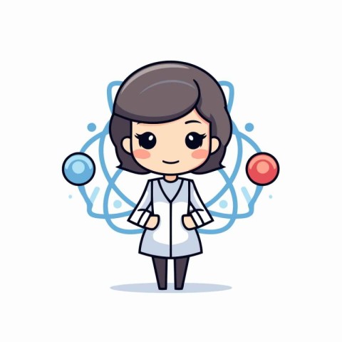 Female Scientist Character - Science Cartoon Vector Illustration