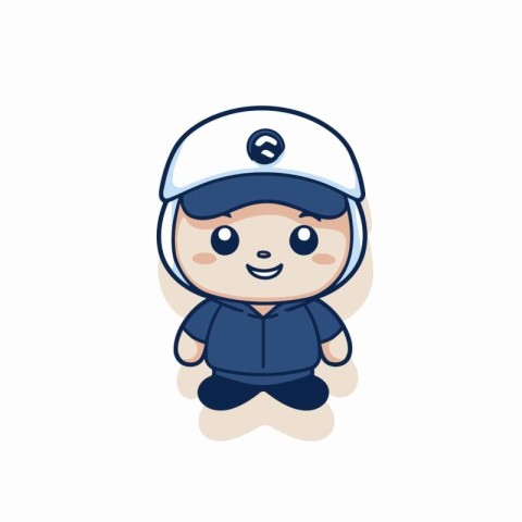 Cute sailor boy cartoon icon. Vector illustration. Isolated on w