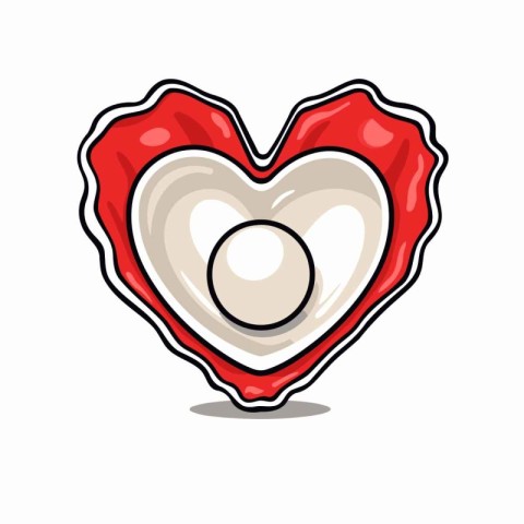 Pearl heart character cartoon style vector illustration. Sweet l