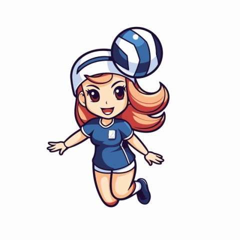 Cute cartoon girl in sportswear running. Vector illustration.