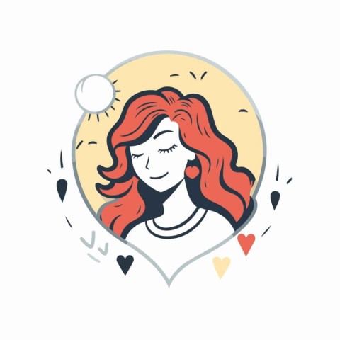 Vector illustration of a beautiful young woman with red hair in