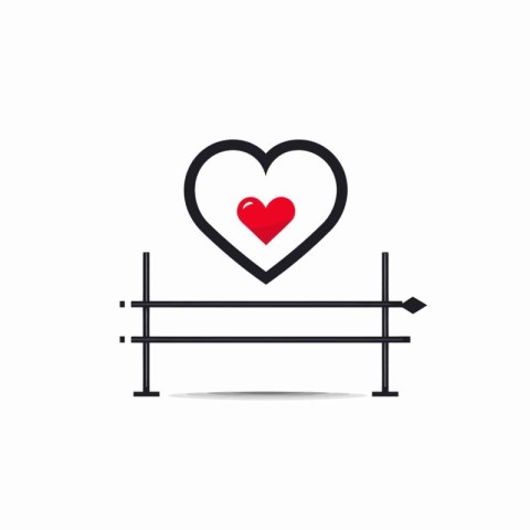 Heart and fence icon. Love and valentine concept. Vector illustr