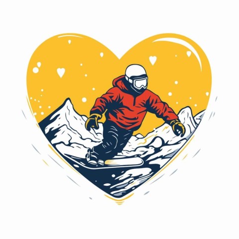 Snowboarder in the shape of a heart. Vector illustration.