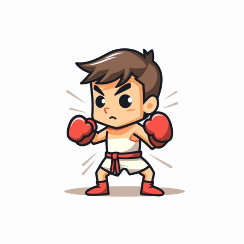 Boxing Boy - Cartoon Mascot Character Vector Illustration.