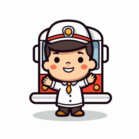 Cute astronaut boy character design. Vector illustration in cart