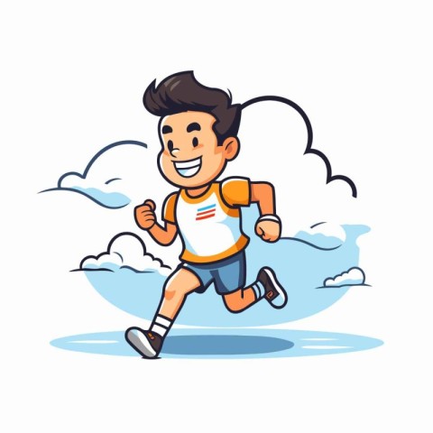 Running man. Vector illustration on a white background. Cartoon