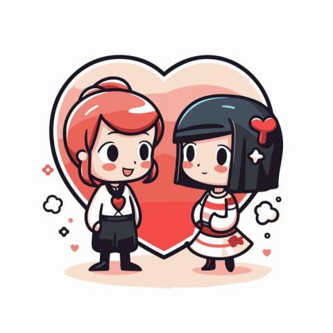 Cute cartoon couple in love. Valentine's Day vector illustration