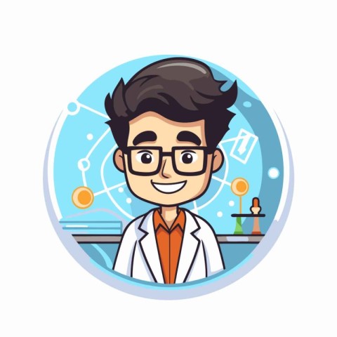 Scientist Man Vector Icon. Flat Design. Isolated Illustration