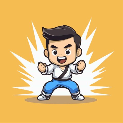 Taekwondo Mascot Character - Vector Cartoon Illustration