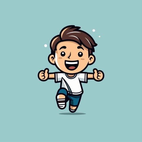 Cute Boy Running Cartoon Mascot Character Design Vector Illustra