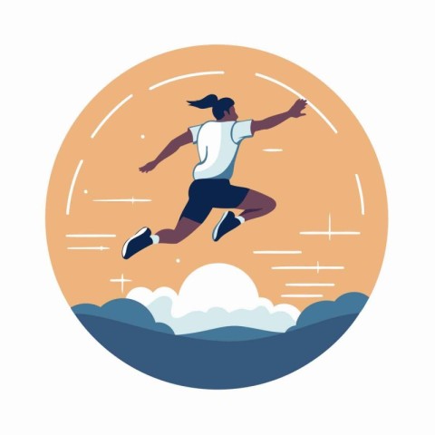 Man jumping in the water. Vector illustration in a flat style.