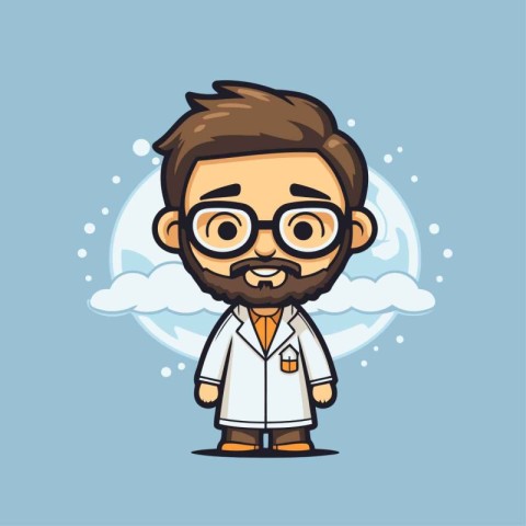 Cartoon Doctor Character - Vector Illustration. Editable Stroke