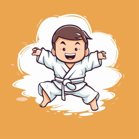 Karate boy vector illustration. Cartoon karate boy cartoon chara