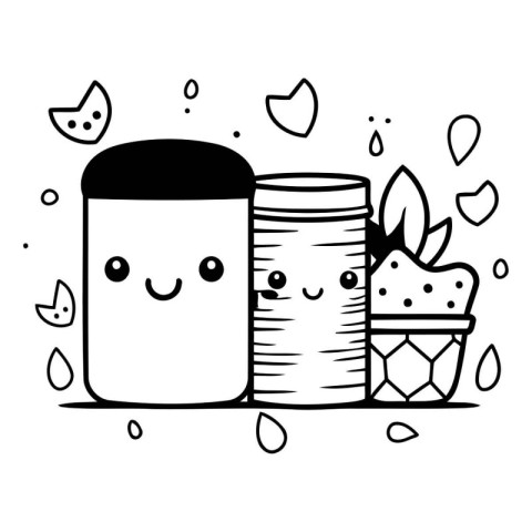 Cute kawaii doodle hand drawn shampoo bottle.