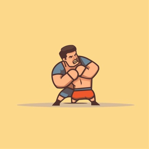 Sumo fighter cartoon vector illustration. Sumo fighter character