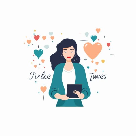 Flat design vector illustration concept of online dating. Young