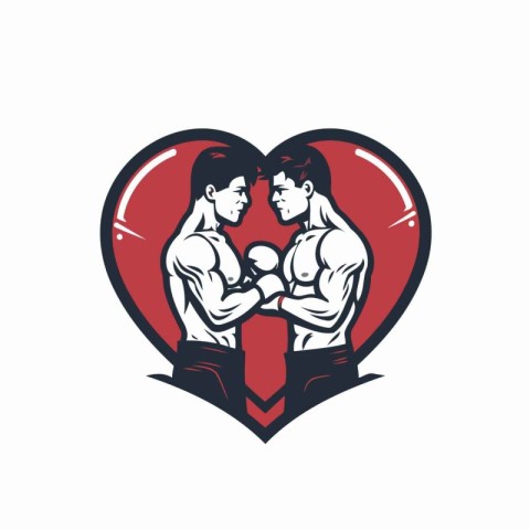 Illustration of a male boxer holding a baby inside a heart viewe