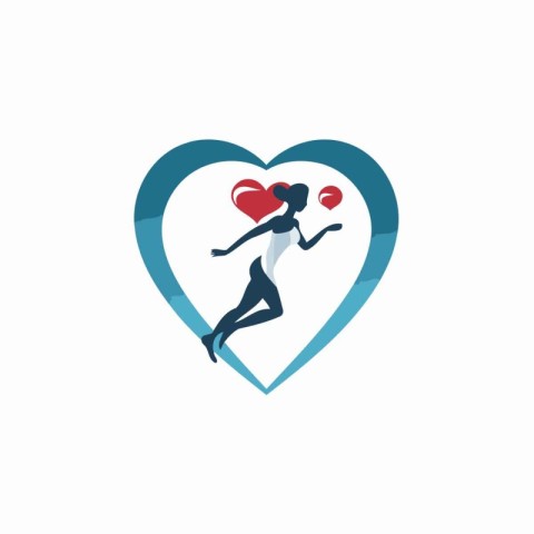 Running woman vector logo design template. Silhouette of running