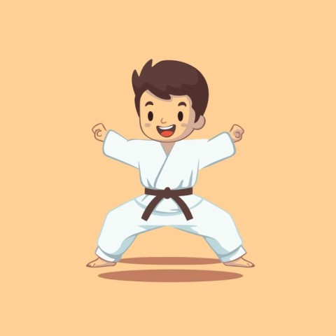 Cartoon karate boy. Vector illustration of a karate boy.