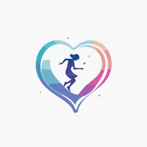 Running woman vector logo design template. Runner silhouette in