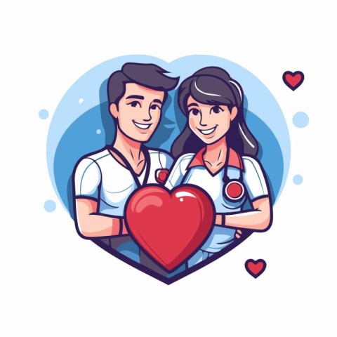 Vector illustration of a male and female doctor with a stethosco