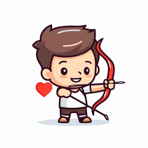 Cute boy cupid with bow and arrow. Valentine's day vector illust