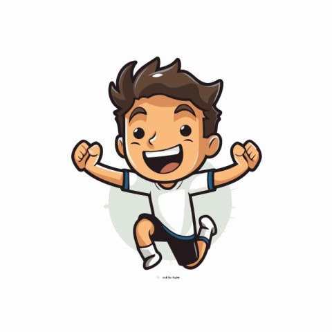 Boy running cartoon character vector Illustration on a white bac