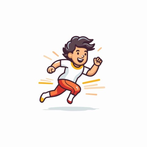 Running man. Vector illustration in cartoon style. Isolated on w