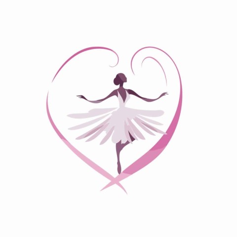 Vector image of a beautiful ballerina in a pink heart.