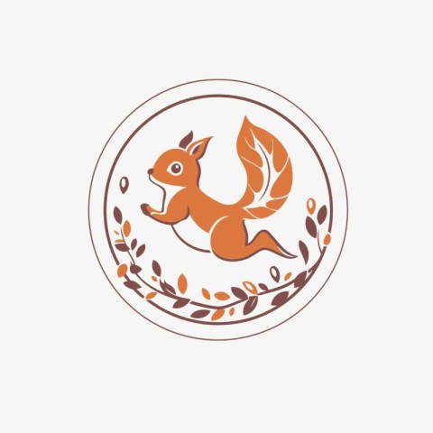 Squirrel logo. Vector illustration of a squirrel in a circle wit