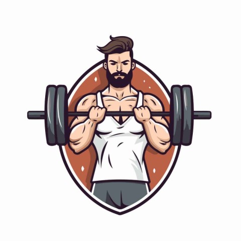 Illustration of a man lifting a barbell viewed from front set in